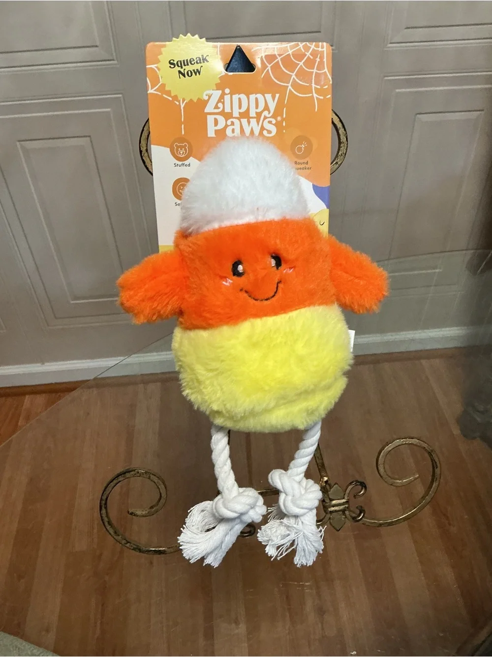 Zippy Paws Interactive Squeaker Dog Toy - Halloween 12” Candy corn With Legs